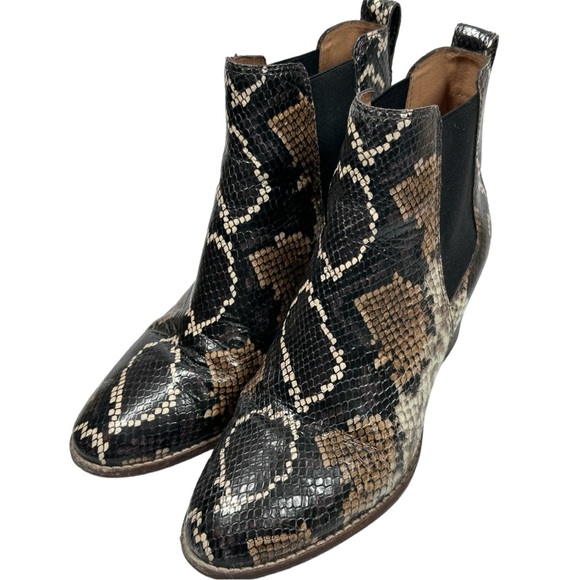 Madewell Snakeskin Leather Regan Booties Women's 9.5 Pull On Block Heel - Picture 7 of 12